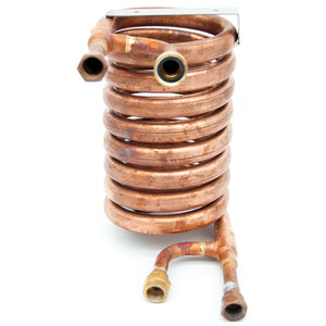 Convoluted counterflow chiller (5/8" diameter inner tube, 1/2" NPT female fittings, water hose connections)