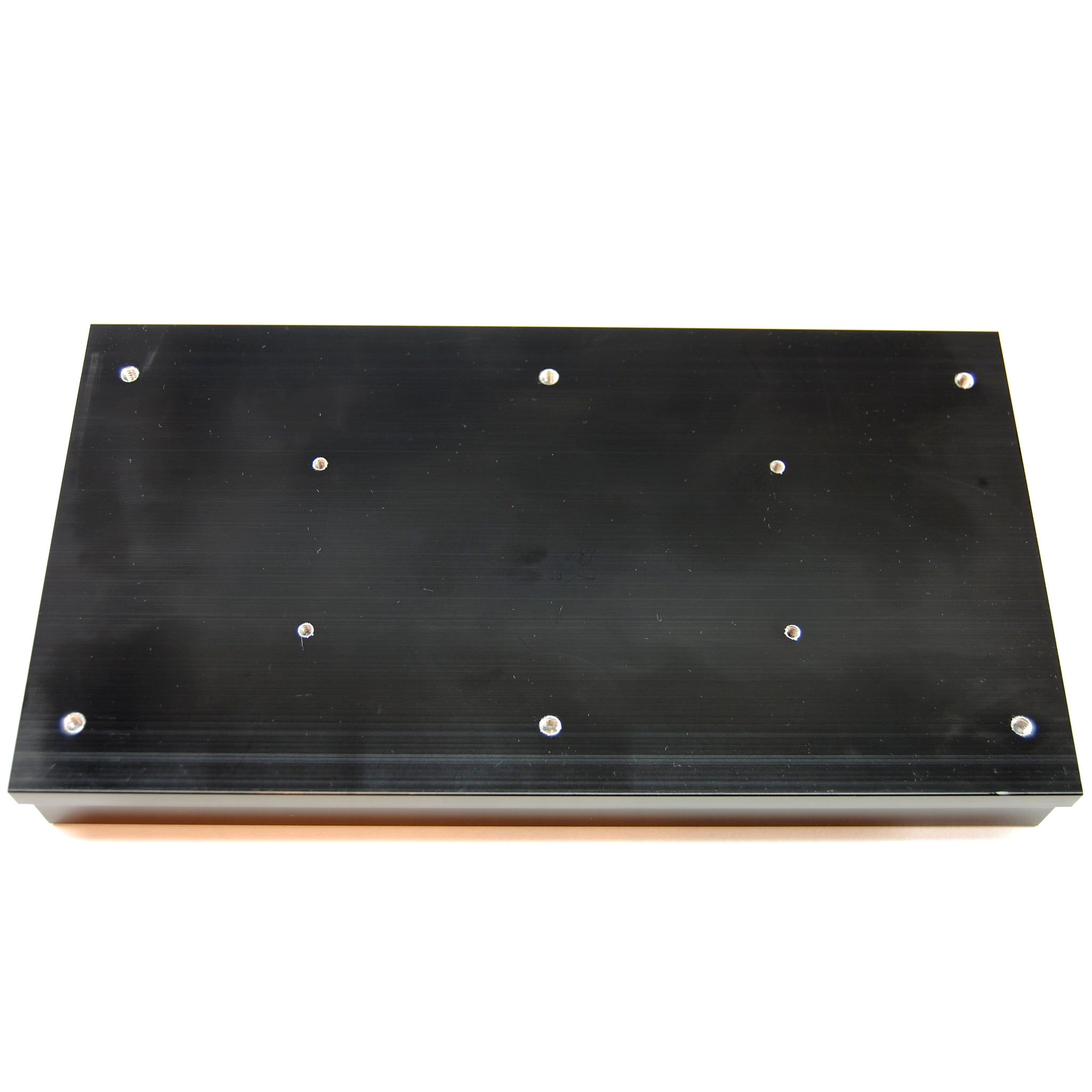 Custom black anodized heat sink, 10" x 5.375" x 1.375"