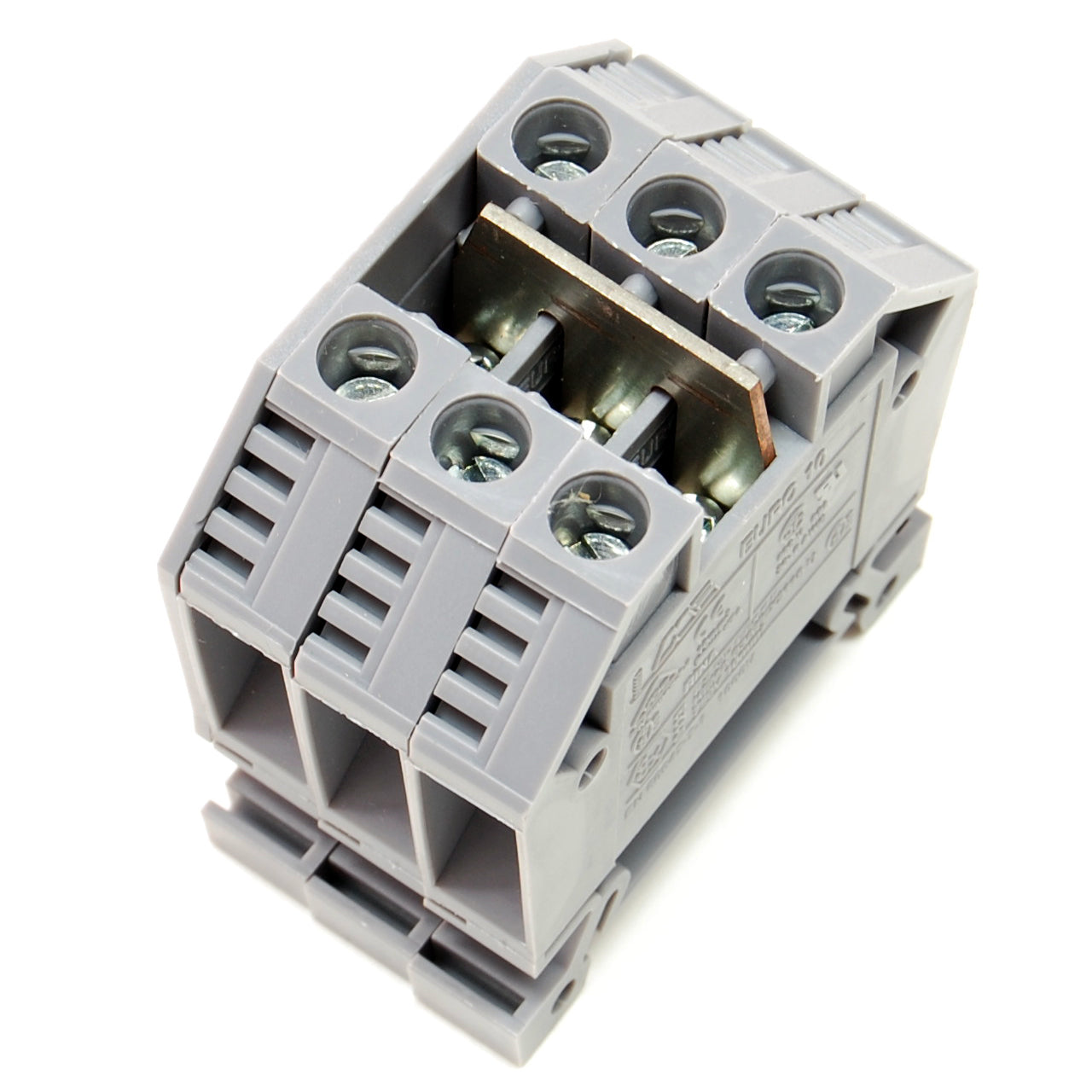 65A triple terminal block, DIN rail mount