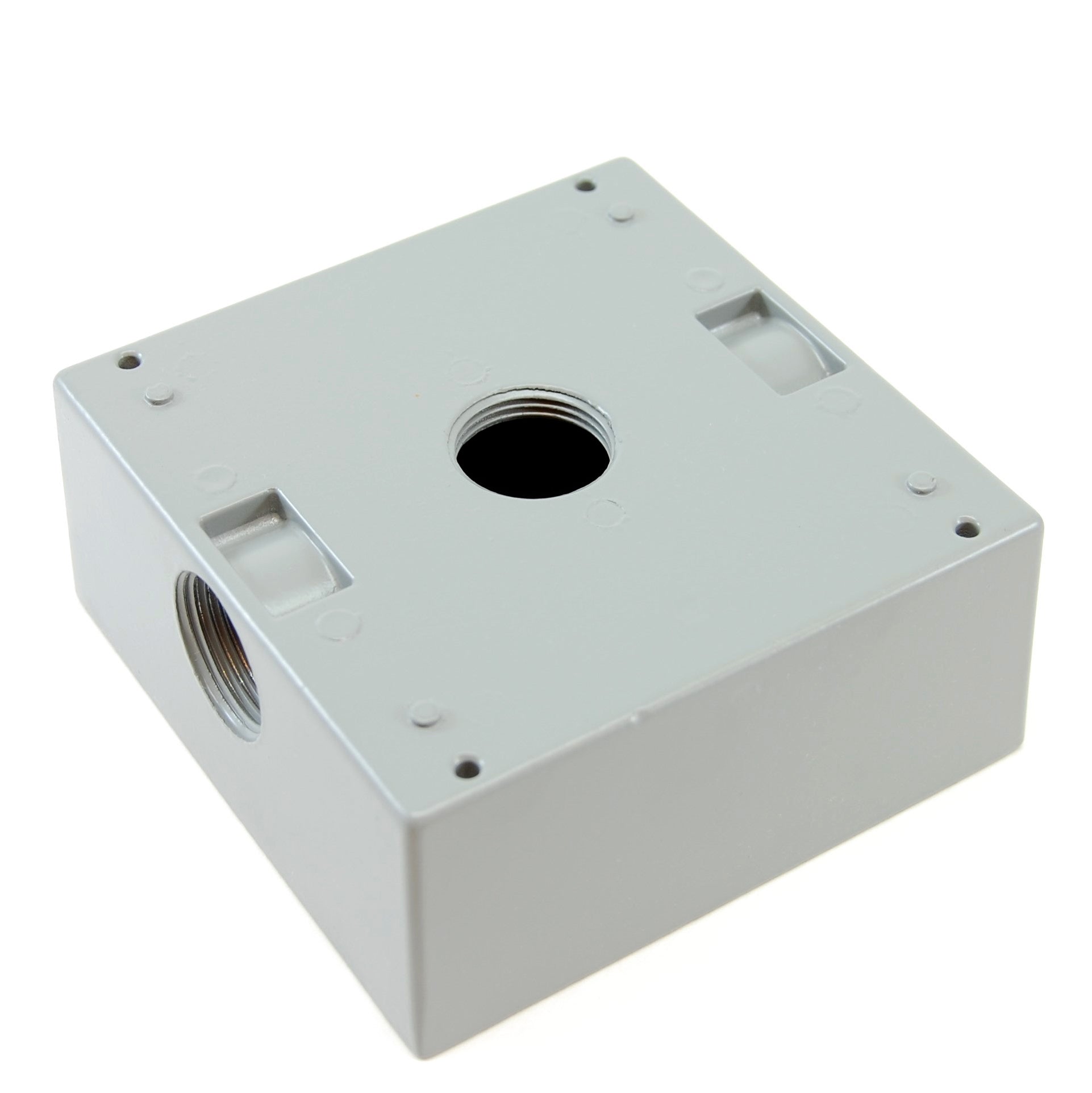 Weatherproof 2-gang outlet box with 3/4" NPT access holes