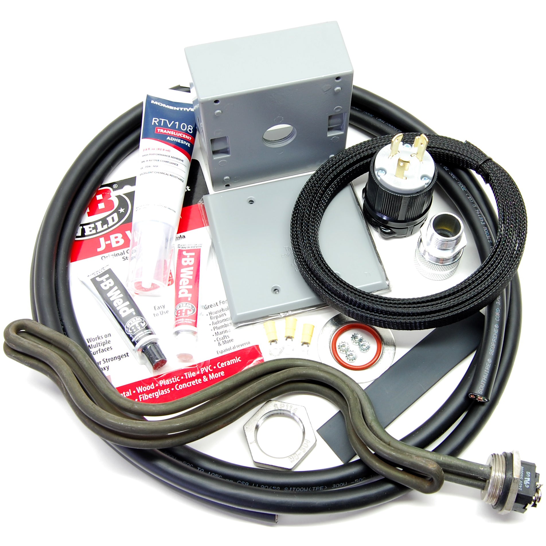 Electric Brewery heating element assembly (DIY Kit, optional Tri-Clamp)