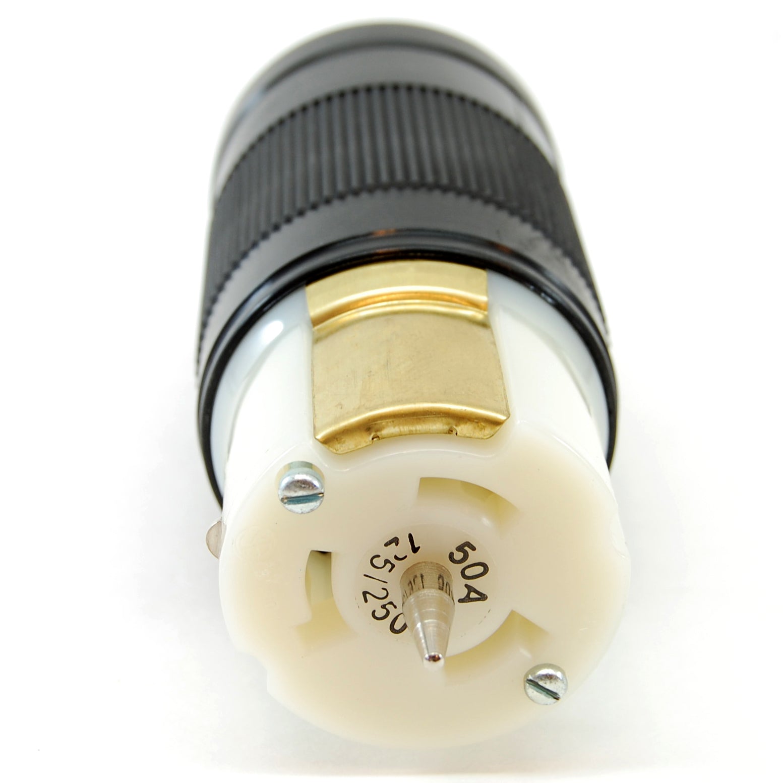 Locking grounded California-style female connector (125/250VAC, 50A)