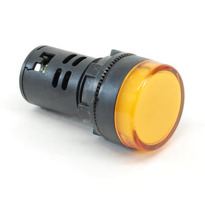 Yellow 22mm LED pilot light, 100-120V AC/DC