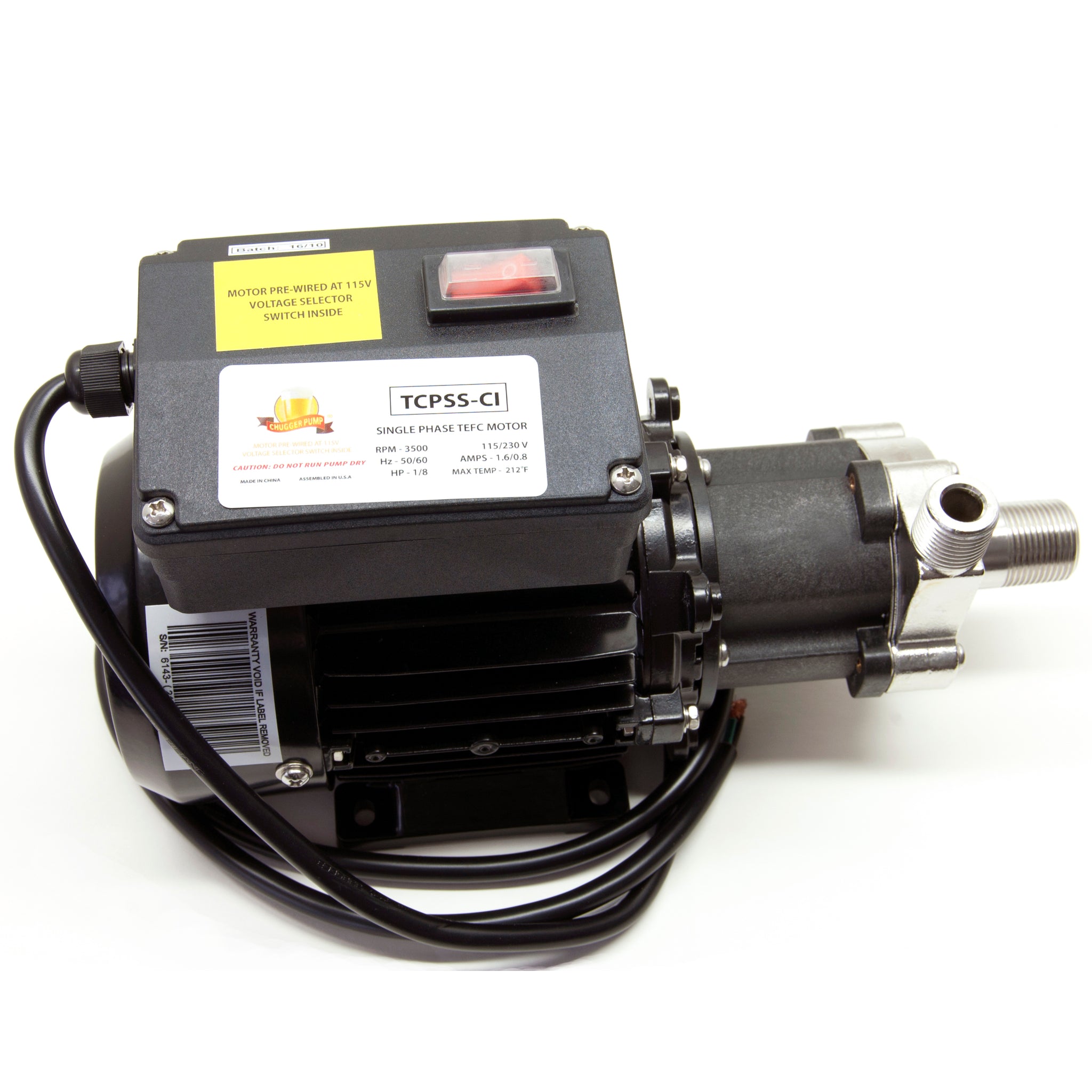 Chugger Mini Max TEFC pump, stainless steel head, center inlet, 115/230V (TCPSS-CI)