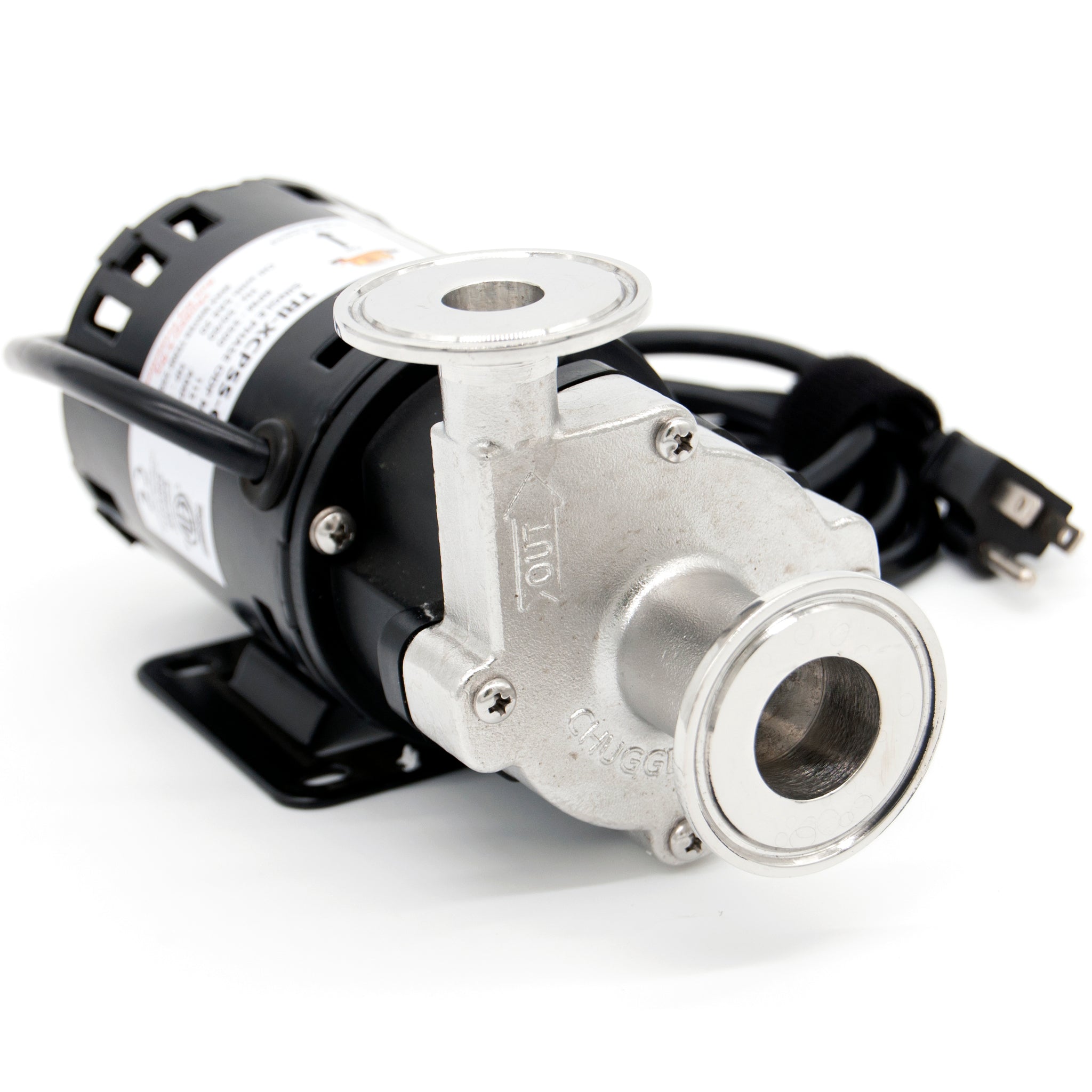 Chugger 1.5" Tri-Clamp X-Dry (run dry protection) pump, stainless steel head, center inlet, 115V (TRI-XCPSS-CI-1)