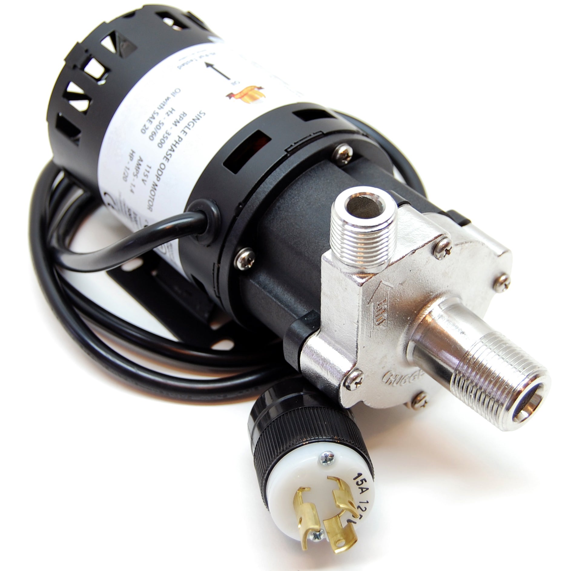 Chugger X-Dry (run dry protection) pump, stainless steel head, center inlet, 115V (XCPSS-CI-1)