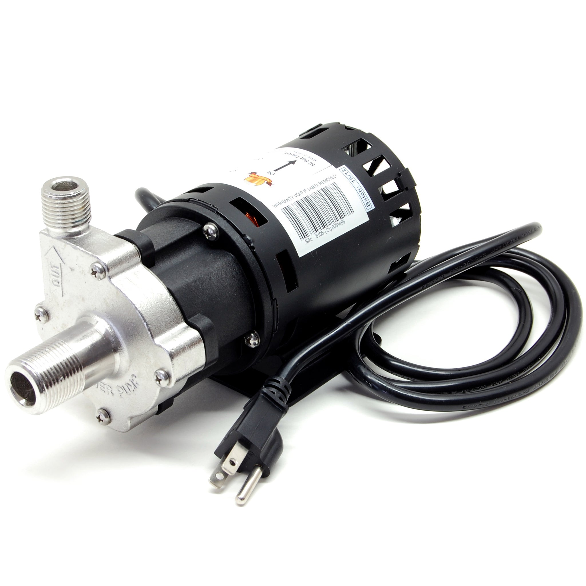 Chugger X-Dry (run dry protection) pump, stainless steel head, center inlet, 115V (XCPSS-CI-1)