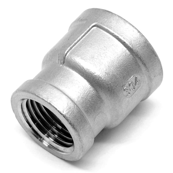 JoyTube 1/2" Female NPT Coupling, 1-1/4" Length Stainless Steel Coupler Cast Pipe Fitting (Pack Of 2