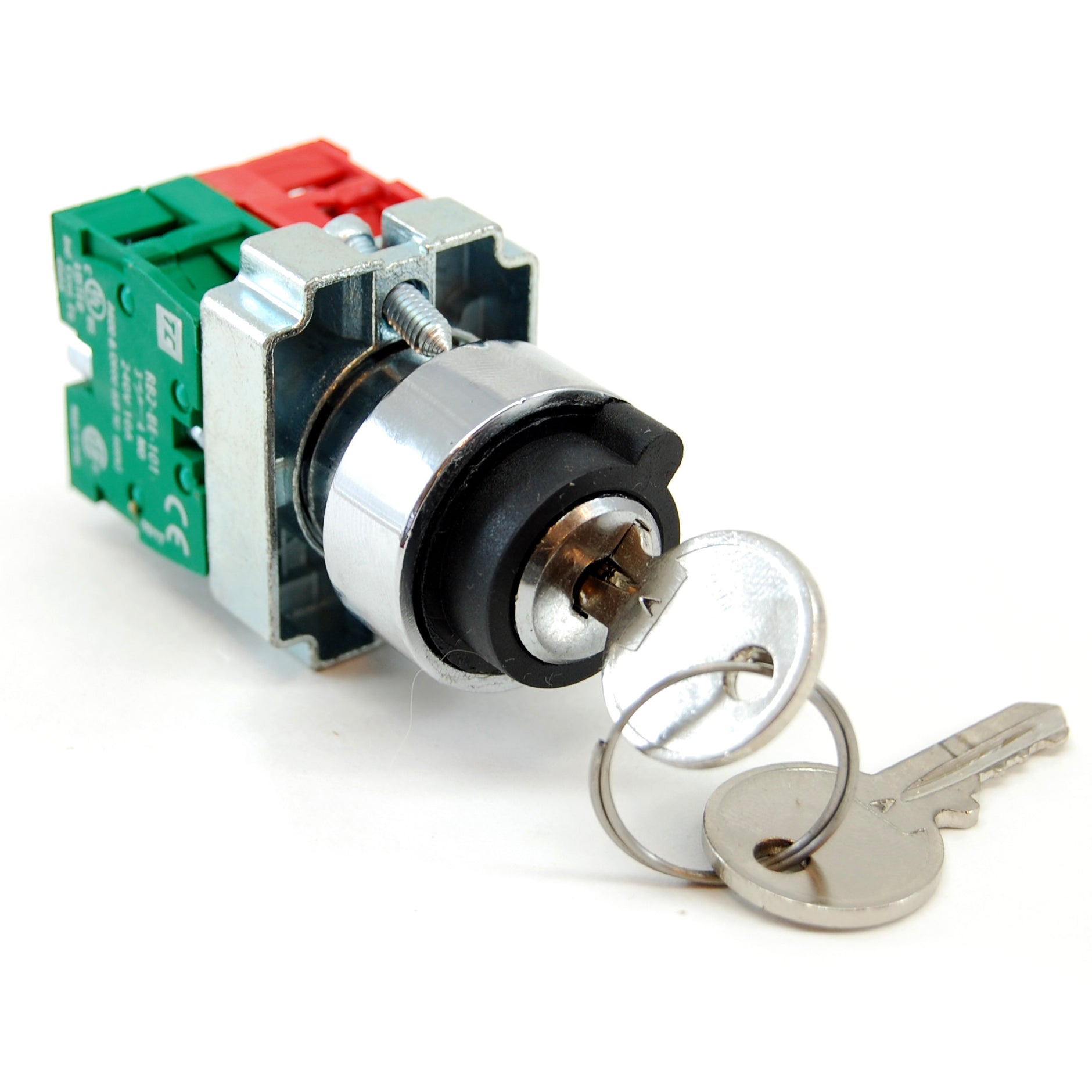 2 position maintained selector switch with key, NO/NC contactors