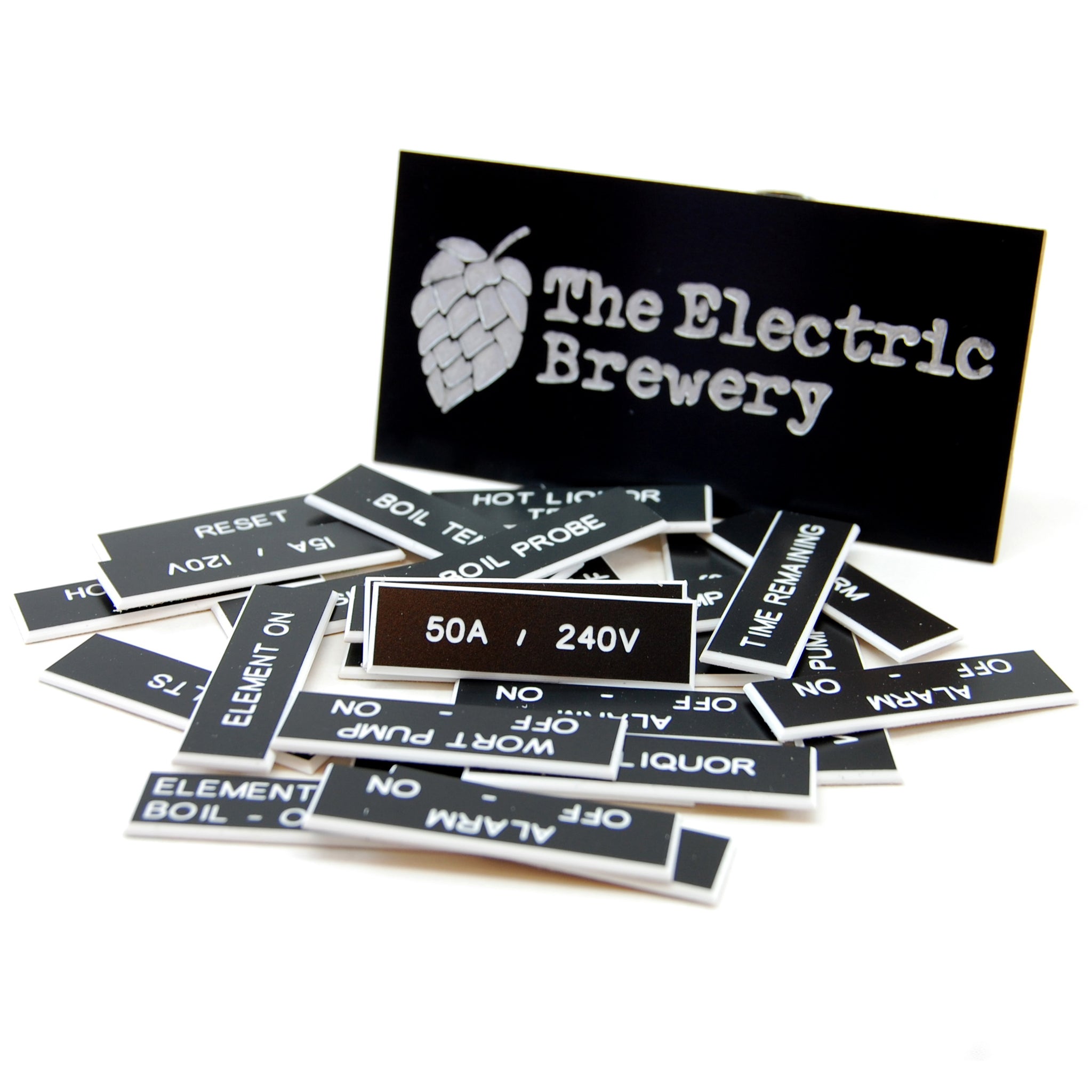 Electrical panel tags for 50A Electric Brewery Control Panel for 30+ gallons