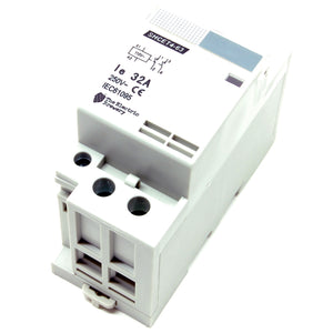 32A/250V DPST contactor, 110-120V AC coil, DIN rail mount