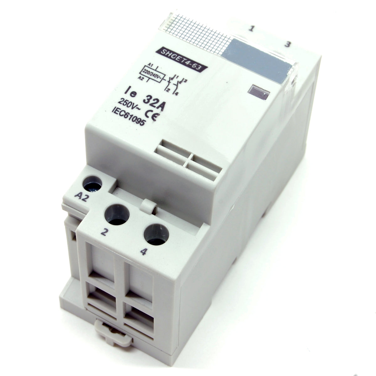 32A/250V DPST contactor, 220-240V AC coil, DIN rail mount - The ...