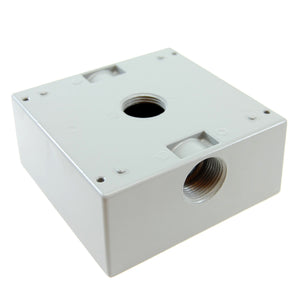 Weatherproof 2-gang outlet box with 3/4" NPT access holes