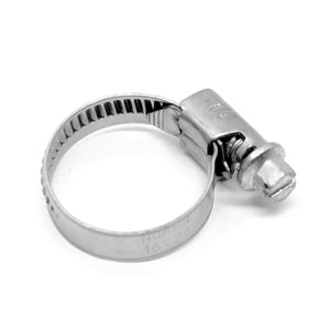 Stainless steel smooth-band worm-drive hose clamp, 5/8" to 1-1/16" clamp diameter range