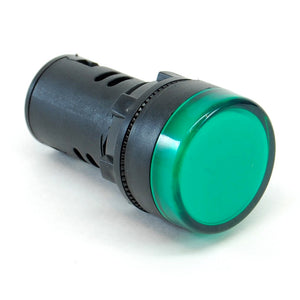 Green 22mm LED pilot light, 220-240V AC/DC