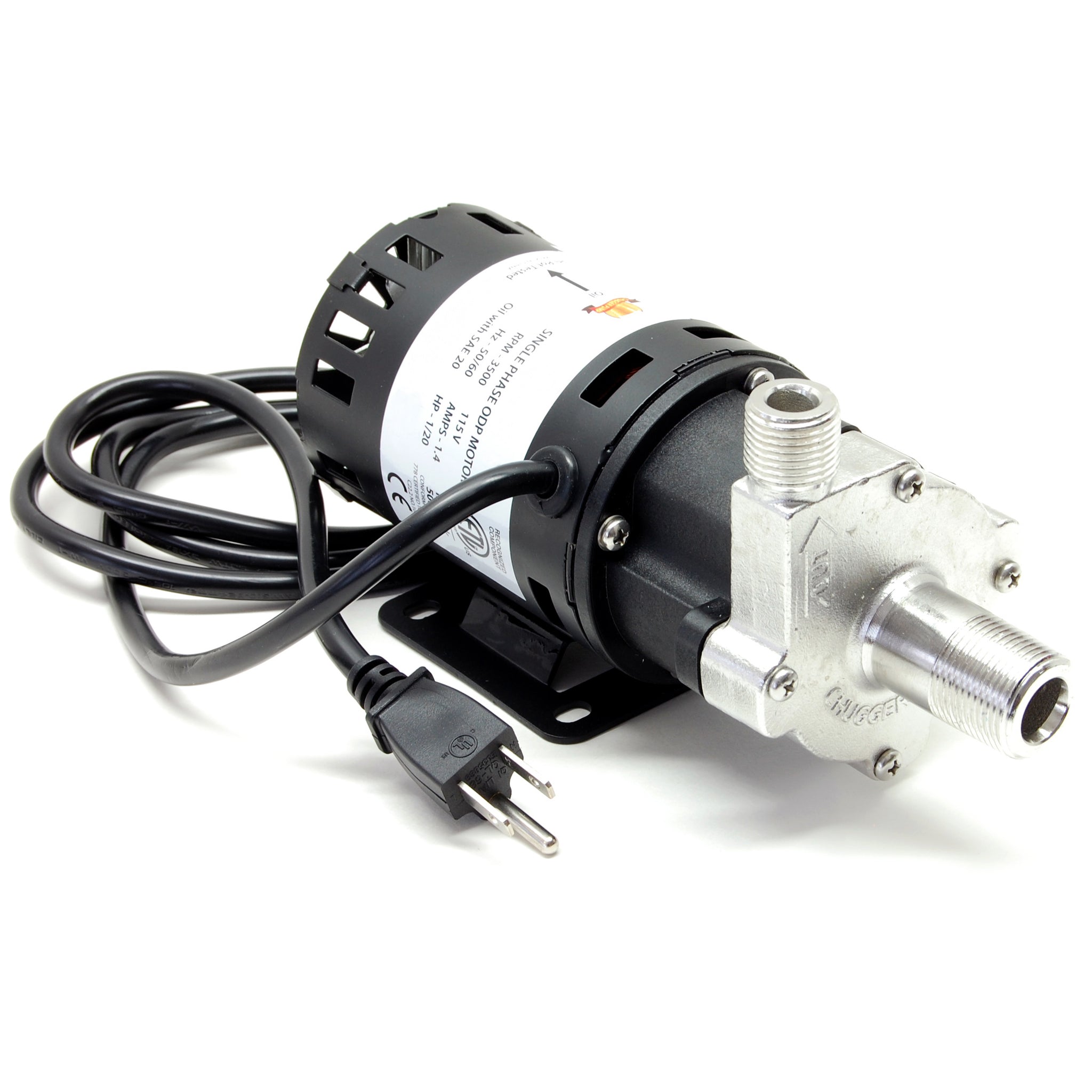 Chugger X-Dry (run dry protection) pump, stainless steel head, center  inlet, 115V (XCPSS-CI-1)