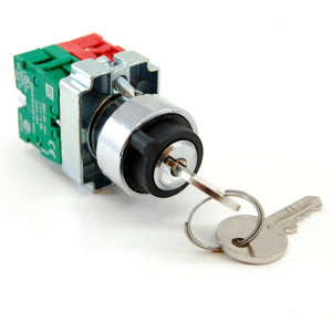 2 position maintained selector switch with key, NO/NC contactors